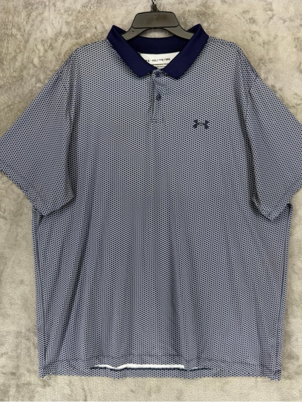 Under Armour Men’s Navy Micro-Pattern Polo with Dark Navy Collar